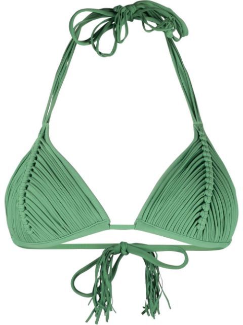 pleated triangle bikini top | Farfetch (US)