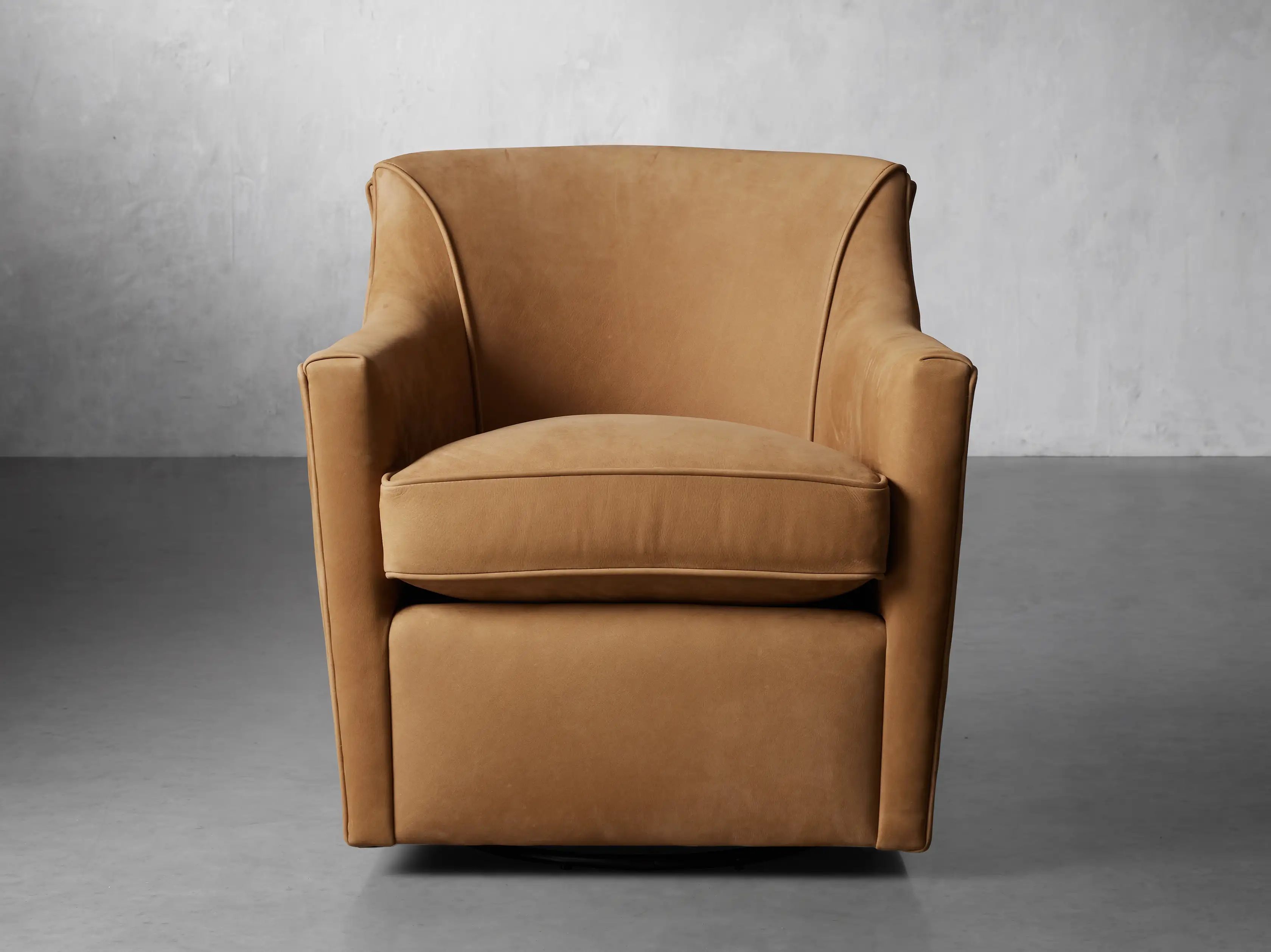 Morris Nubuck Leather Swivel Chair | Arhaus