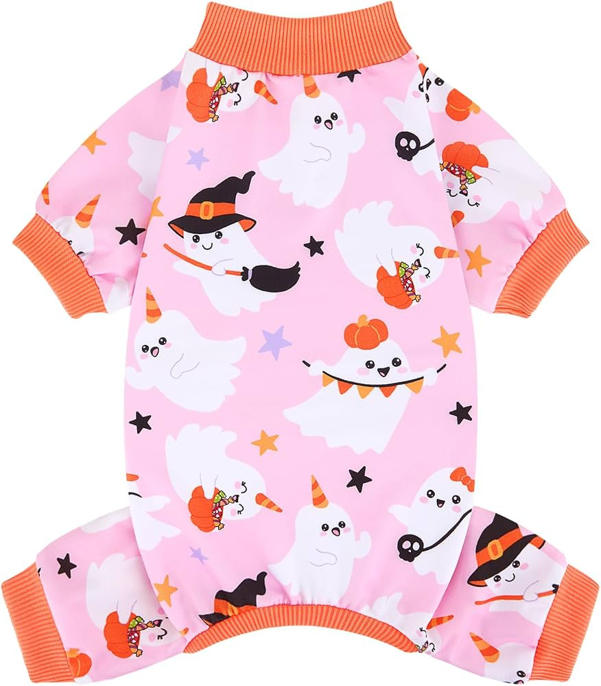 XPUDAC Halloween Ghost Dog Clothes Soft Strechy Puppy Pajamas Doggie Pjs Puppy Onesie Pet Outfits... | Amazon (US)