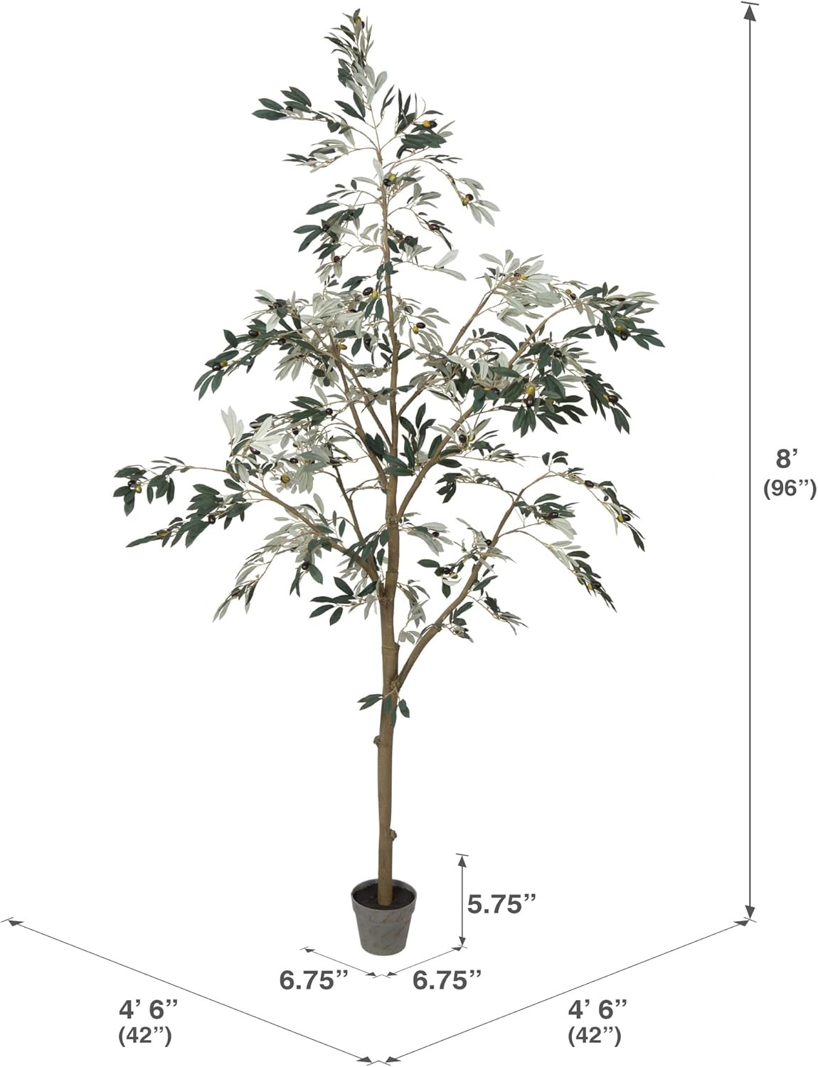 Vickerman Everyday Faux Olive Tree 8 Foot Tall Green Silk Potted Artificial Indoor Olive Plant Wi... | Amazon (US)