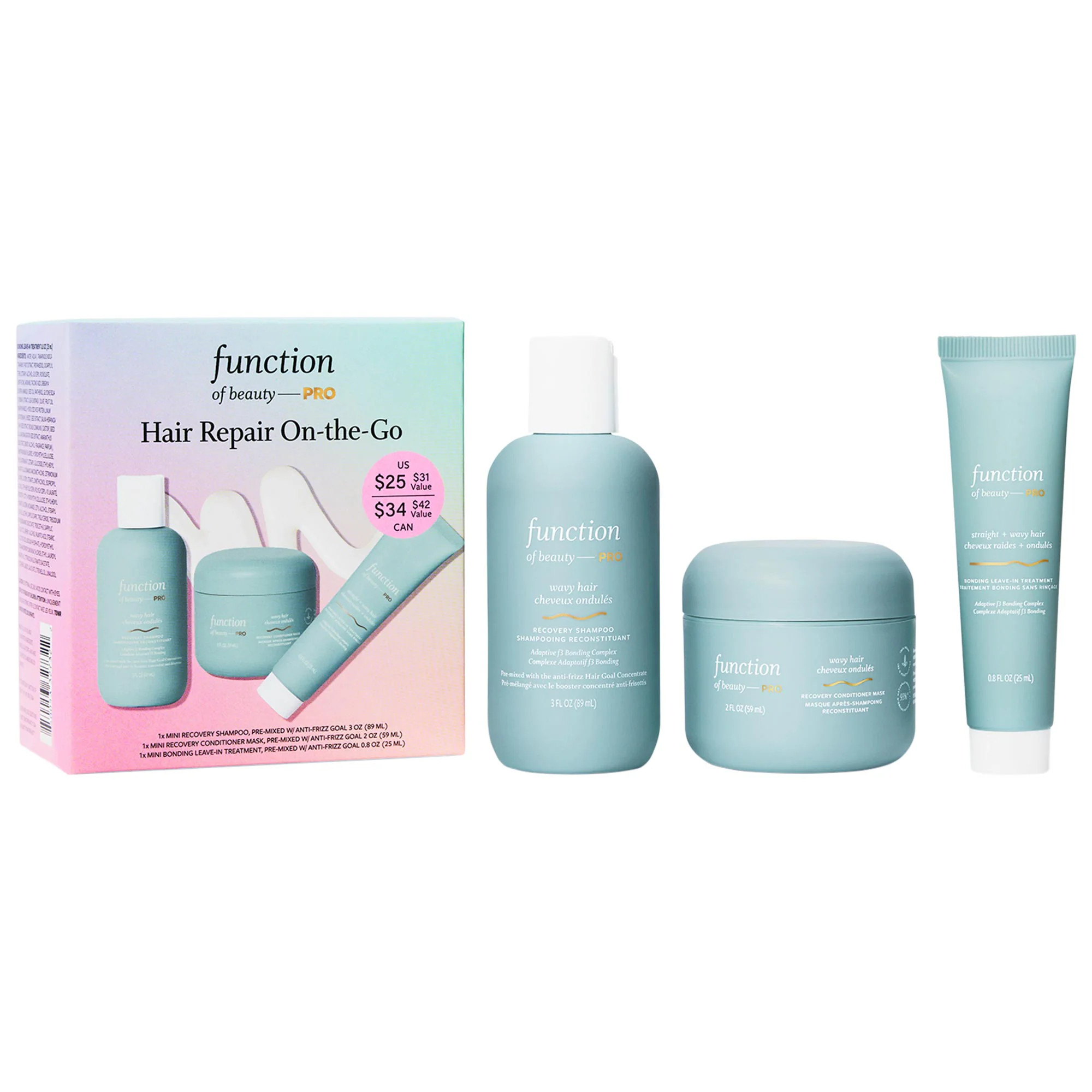 Function of Beauty PRO Mini On the Go Bond Repair Set for Wavy Hair | Sephora (US)