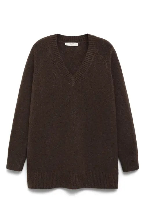 MANGO V-Neck Sweater in Chocolate at Nordstrom, Size Small | Nordstrom