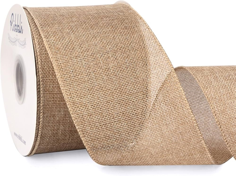 Ribbli Natural Burlap Wired Ribbon, 4” Inch x Continuous 20 Yard, Wired Edge Ribbon for Wreaths... | Amazon (US)