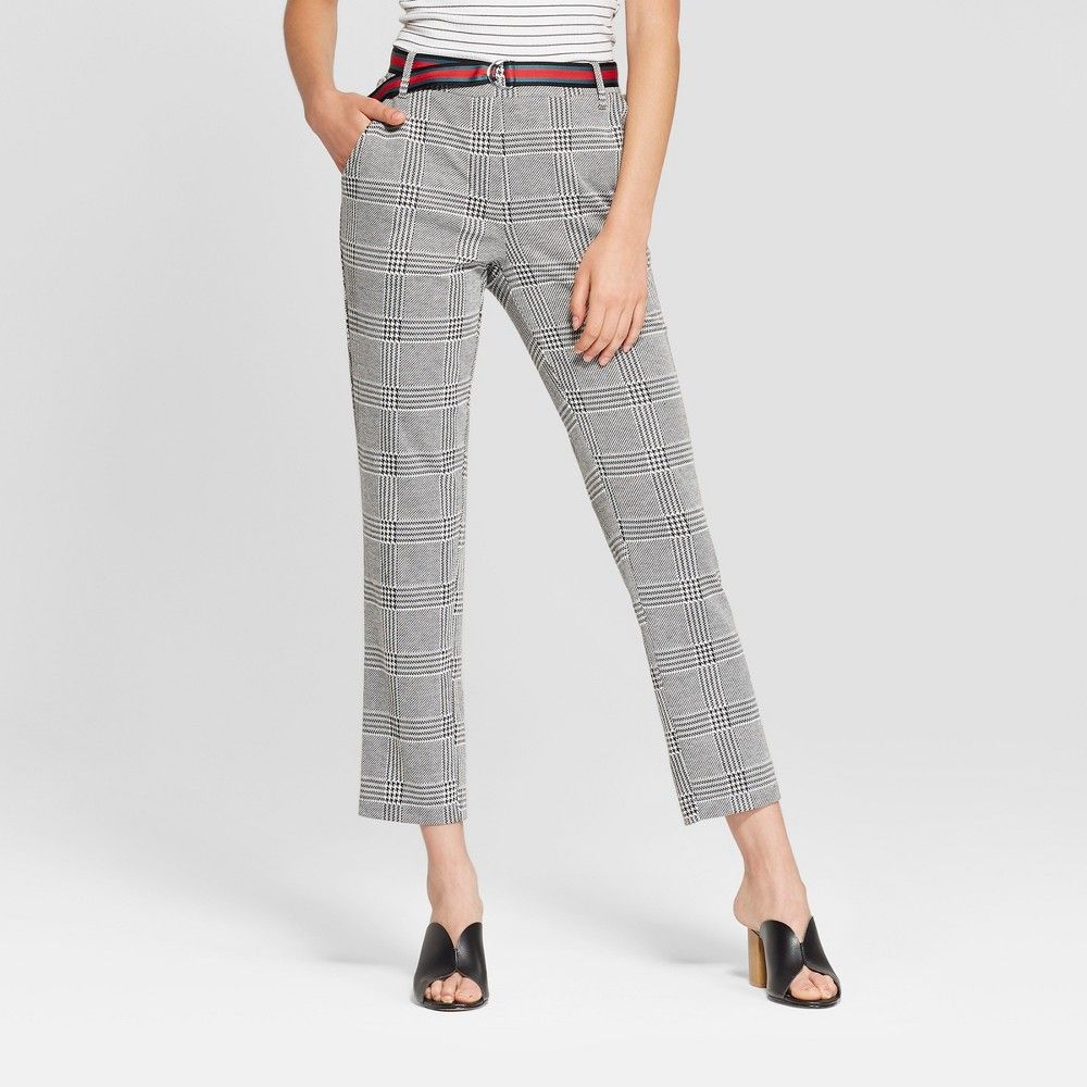 Women's Plaid Double Knit Menswear Pants - 3Hearts (Juniors') Black/White M, Black White | Target