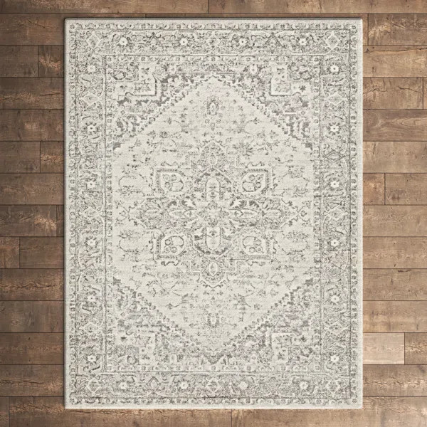 Benoit Oriental Area Rug in Charcoal/Light Beige | Wayfair North America