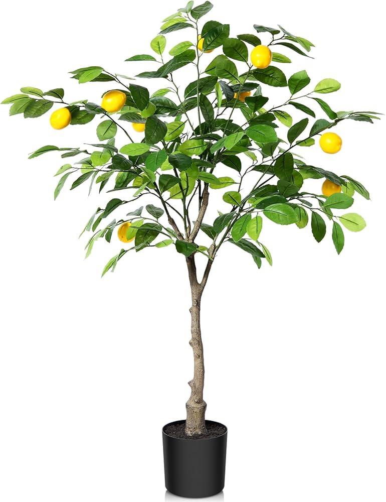 Kazeila Artificial Lemon Tree, 3 Feet Fake Lemon Plant, Pre Potted Faux Lemon Tree, Plastic Lemon... | Amazon (US)