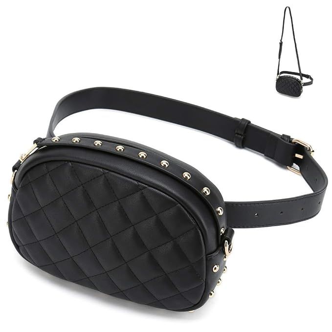 Catmicoo Fanny Packs for Women Designer Waist Purses Fashion Belt Bags (Black) | Amazon (US)