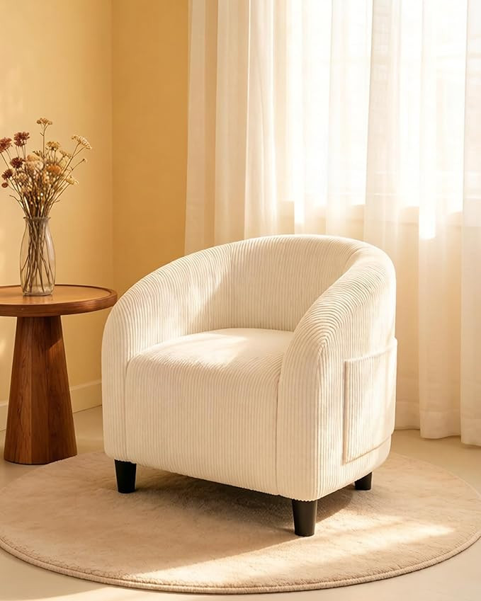 GarveeHome Barrel Accent Chair Corduroy Club Chair Elegant Armchair Cozy Backrest for Living Room... | Amazon (US)