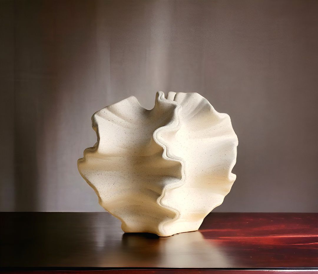 Hand Made Ceramic Wavy Artistic Coral Vase, Ceramic Craft, Creative Gift Home Decor, Minimalistic... | Etsy (US)