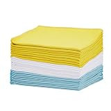 Amazon Basics Microfiber Glass Fabric Cleaning Cloth, Blue/Yellow/White, 24-Pack | Amazon (US)