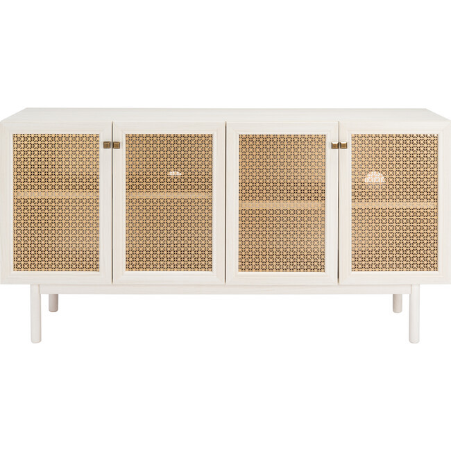 Piran Media Stand, Distressed White | Maisonette