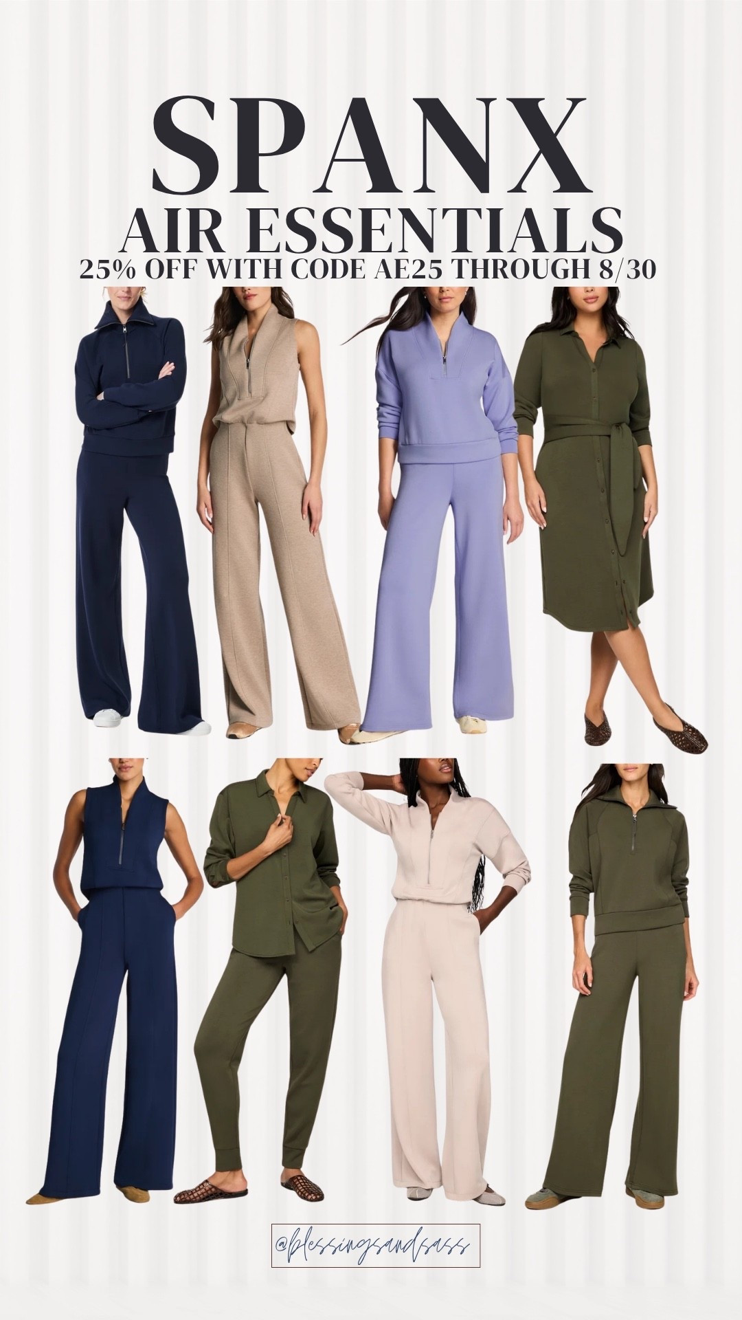 The Spanx AirEssentials pieces you’ll live in all season! These matching sets, jumpsuits and dresses are so soft, comfortable and perfect for travel or everyday wear. Get 25% off with code AE25 through 8/30!🩵

#LTKActive #LTKSeasonal #LTKOver40