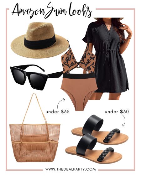 Amazon Swim Look | Swimsuit | Swimwear | Beach Vacation | Vacation Outfits | Sandals | Beach Hat | Straw Hat | Beach Bag 

#LTKtravel #LTKswim #LTKunder50