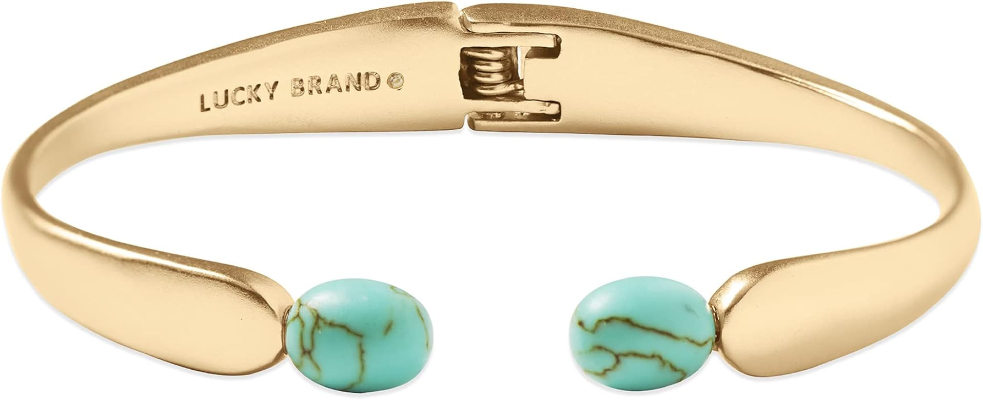 Lucky Brand Turquoise Hinge Cuff Bracelet,Gold,One Size | Amazon (US)