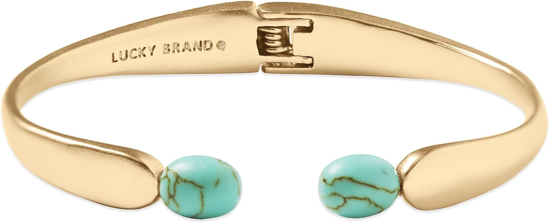 Lucky Brand Turquoise Hinge Cuff Bracelet,Gold,One Size | Amazon (US)