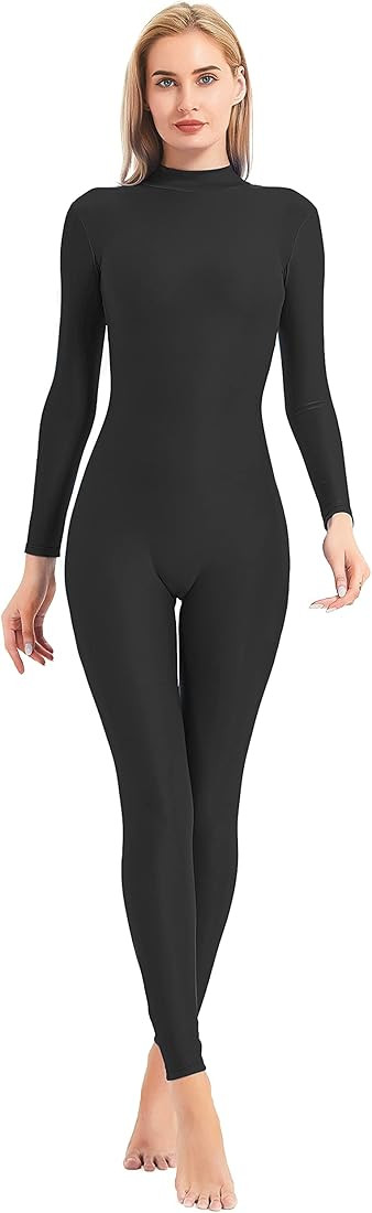 speerise Adult High Neck Zip One Piece Unitard Full Body Leotard Bodycon Jumpsuit for Women | Amazon (US)