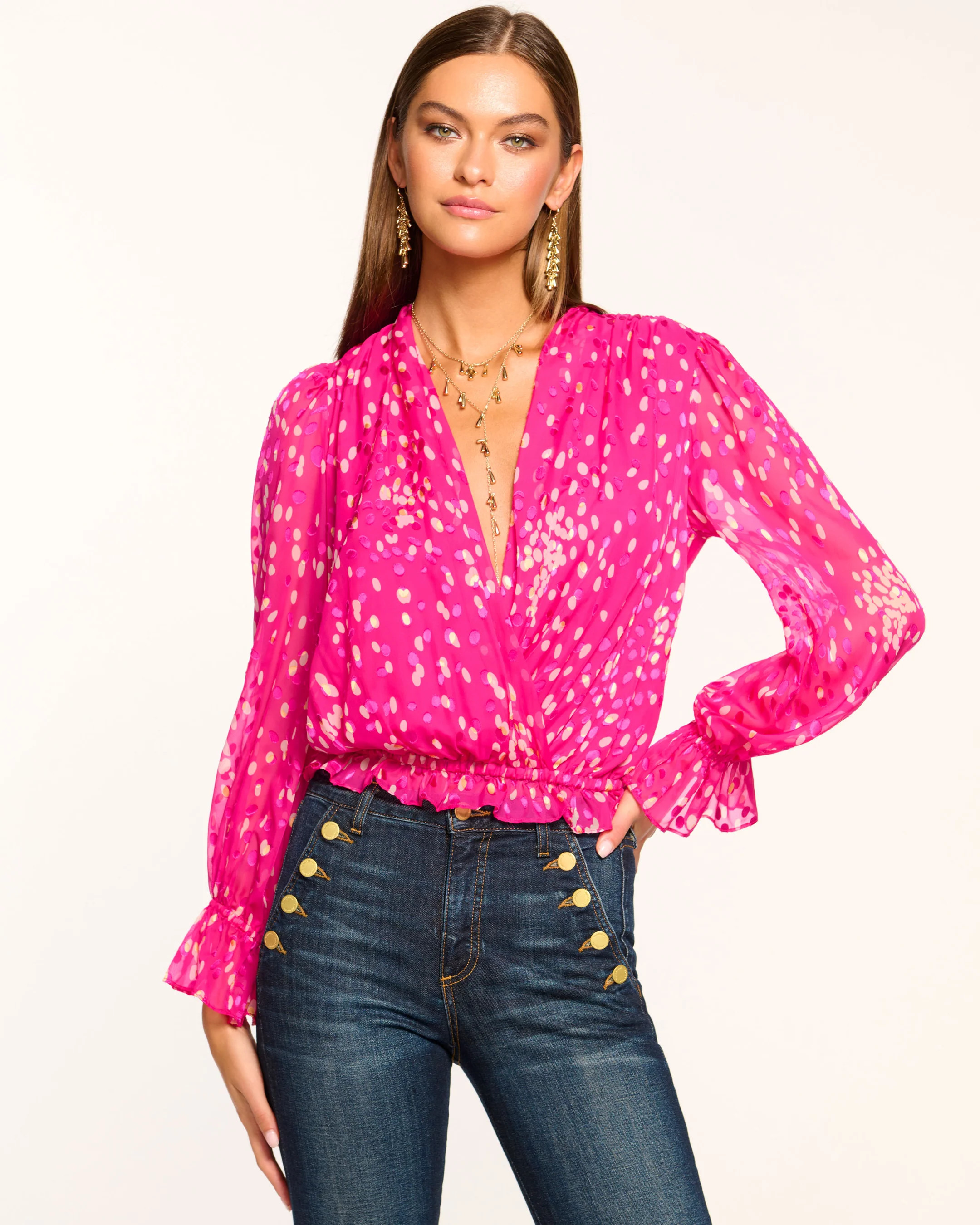 Levi V-Neck Ruffle Blouse | Ramy Brook