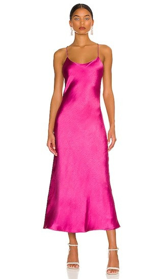 Makena Midi Dress in Magenta | Revolve Clothing (Global)