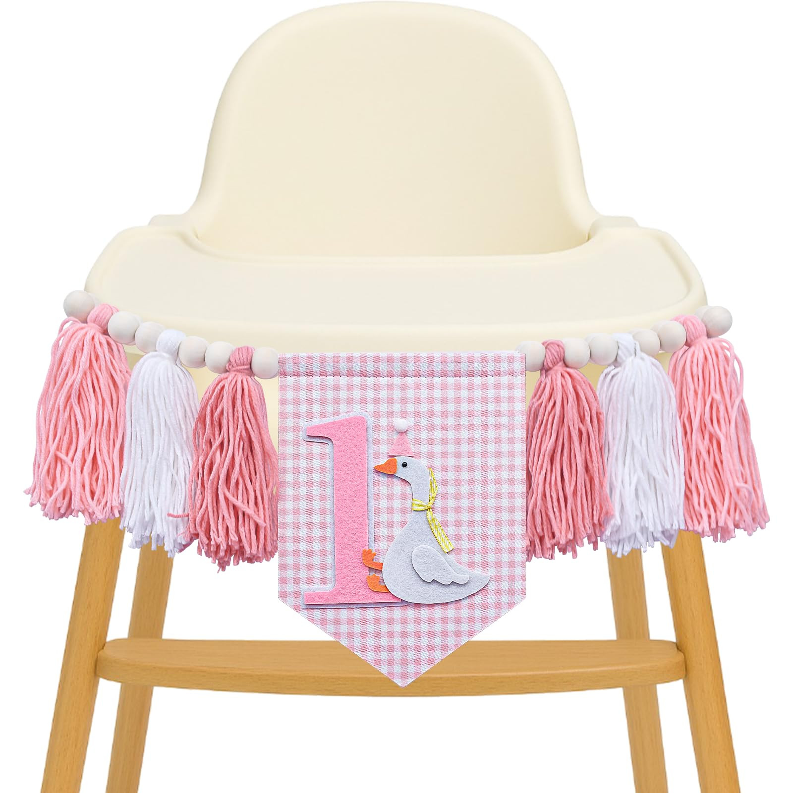 One Silly Goose High Chair Banner - Rustic Pink Yarn Tassel Garland, NO DIY Required, 1st Birthda... | Amazon (US)