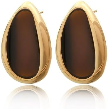 Waterdrop Earrings for Women Chunky Gold Statement Earrings Vintage Geometric Teardrop Stud Earri... | Amazon (US)