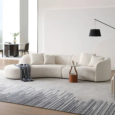 Oversized White Curved Sofa, 133.85” Extra Large 4-5 Seater Sectional Couch, Modern Upholstered Sofa for Spacious Living Rooms | Wayfair North America