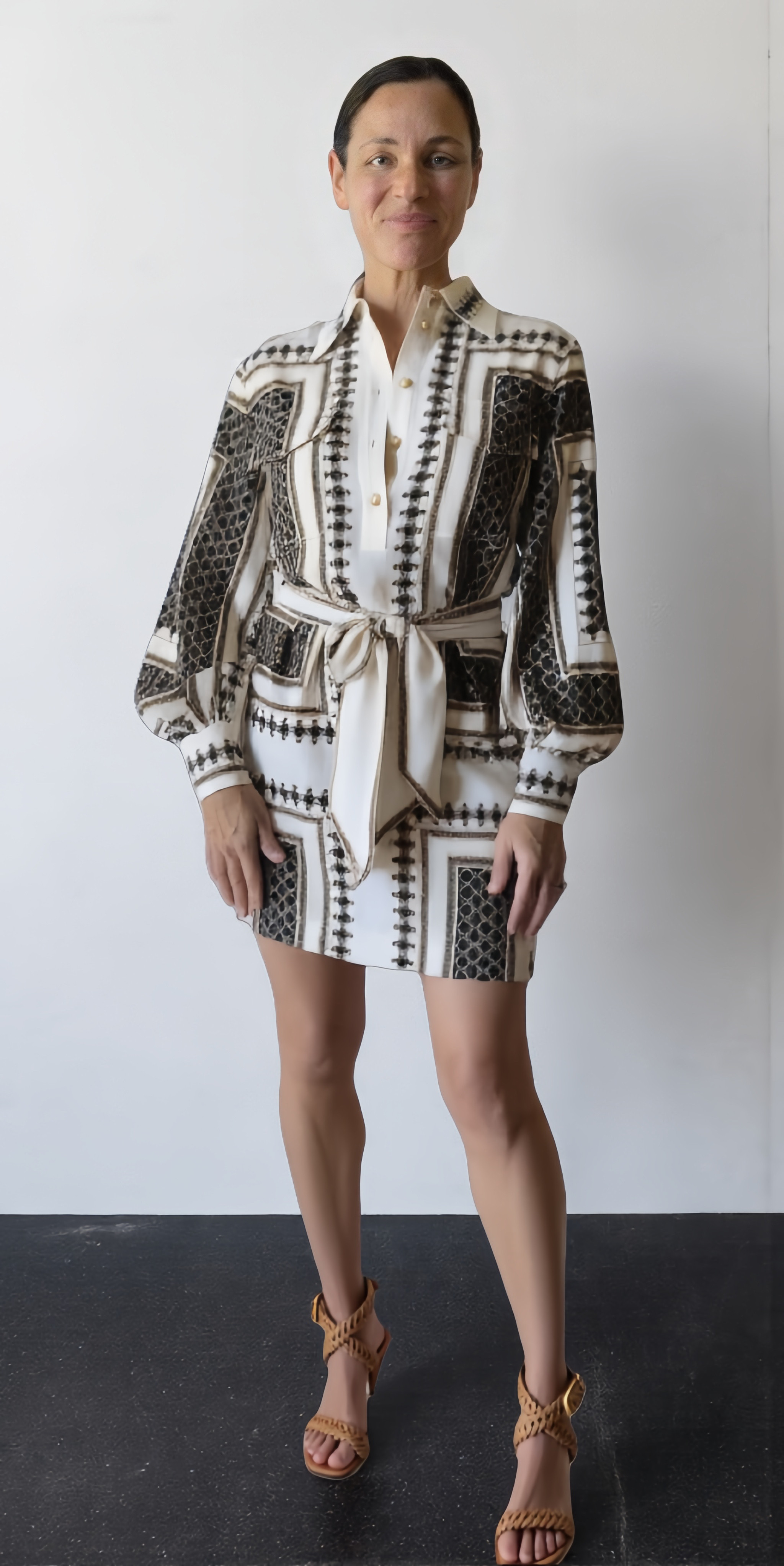 Slip on silk and sandals to go... ZIMMERMANN Scarf Mini Dress in Black Geo Print & ZIMMERMANN Helix Sandal 75 in Wheat 

 #LTKOver40 #LTKStyleTip #LTKShoeCrush