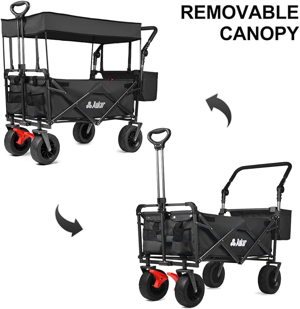 Collapsible Canopy Wagon - Heavy Duty Utility Outdoor Garden Cart - with Adjustable Handles, for ... | Amazon (US)