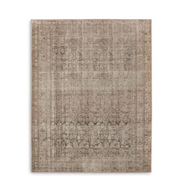 Nala Geometric Hand-Knotted Wool/Polyester Area Rug in Beige/Brown | Wayfair North America
