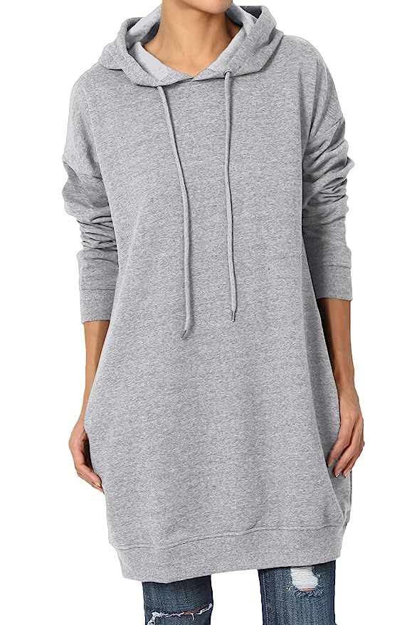 TheMogan S~3X Basic Loose Fit Pocket Pullover Hoodie Long Tunic Sweatshirts | Amazon (US)