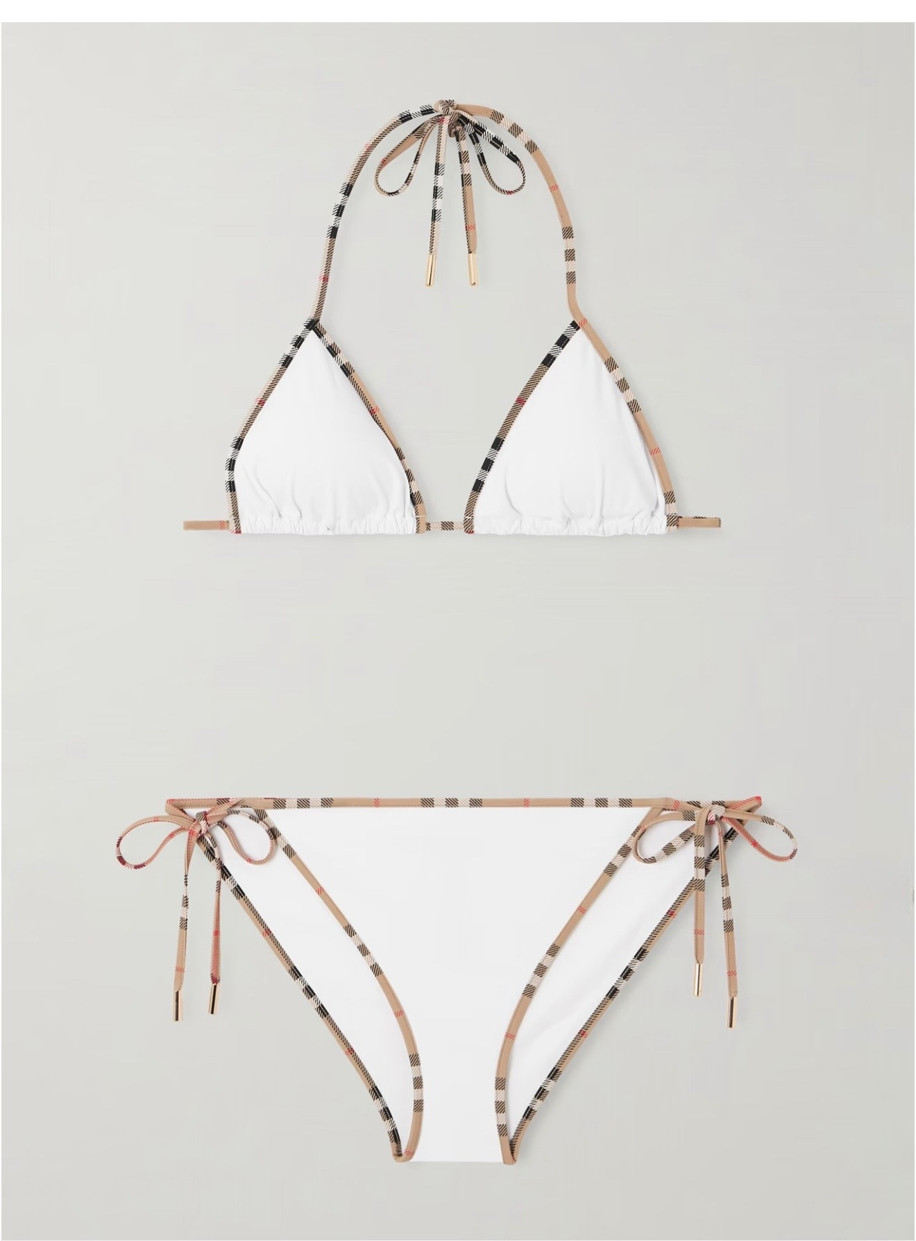 BURBERRY
Mata checked-piped triangle bikini

Traced with Burberry's iconic checks, this triangle bikini draws attention to the beauty of your skin. It's cut from smooth stretch fabric with removable padded cups for lift and support and finished with self-tie fastenings

#LTKTravel #LTKActive #LTKSeasonal