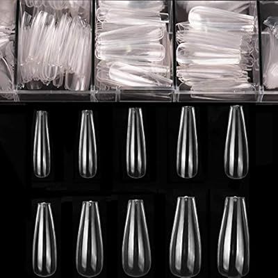 Amazon.com: Coffin Nails Long Fake Nails - Clear Acrylic Nails Coffin Shaped Ballerina Nails Tips... | Amazon (US)