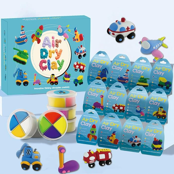 Air Dry Clay Kit for Kids - Cars Themed,12 Traffic DIY Molding Clay Art Crafts Set for Kids Girls... | Amazon (US)