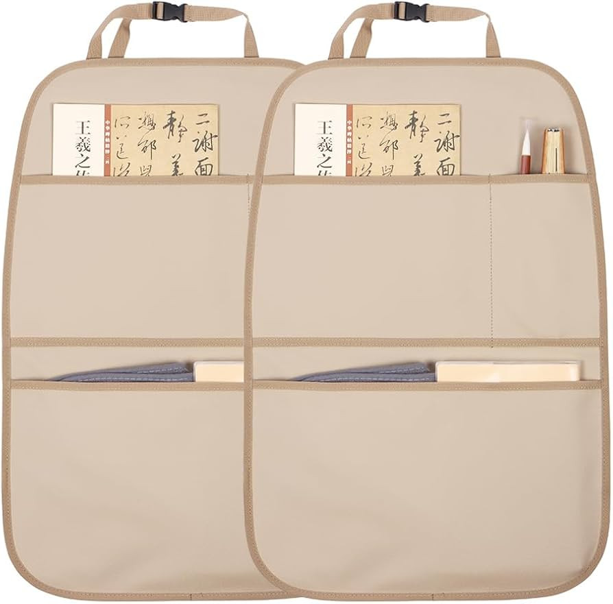 Kick Mat Back Seat Protector Waterproof Leather Car Seat Back Organizers Cover with 3 Storage Poc... | Amazon (US)