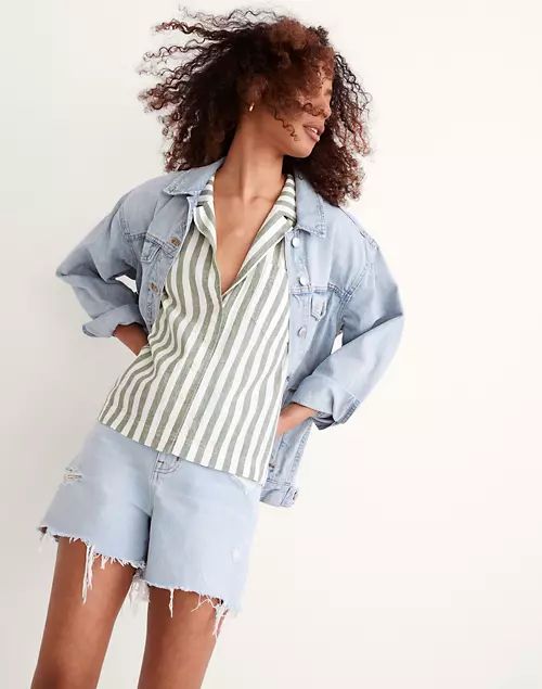Linen-Cotton Piedmont Camp Shirt in Stripe | Madewell