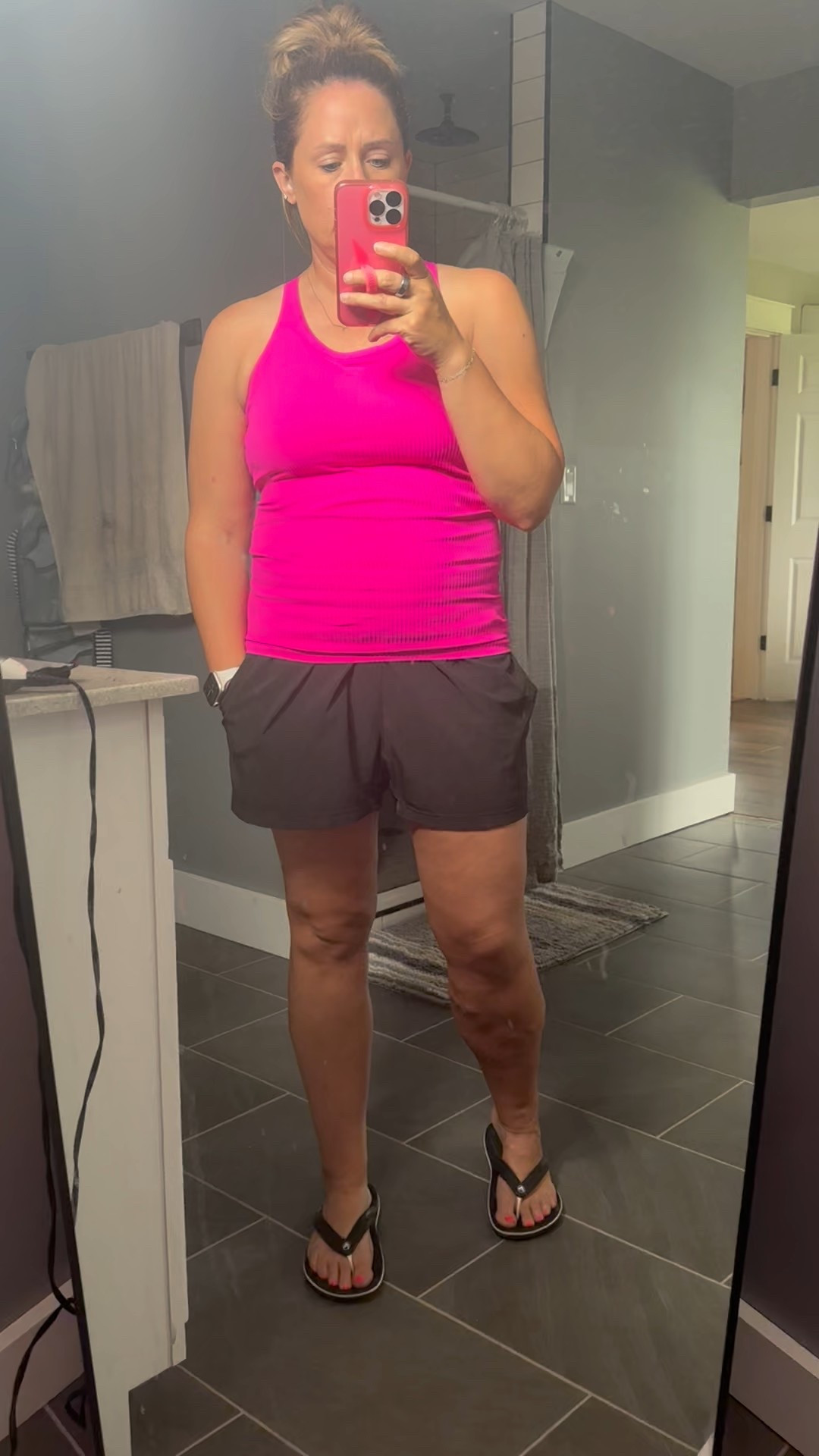 Loving this comfy but cute look for summer! This tank is so cute & has a really good stretch. I’m 170 lbs & wearing a size large in the tank & shorts 

Busy mom, summer look, sports mom, Amazon fashion, old navy, croc shoes, 

#LTKActive #LTKMidsize #LTKSummerEdit