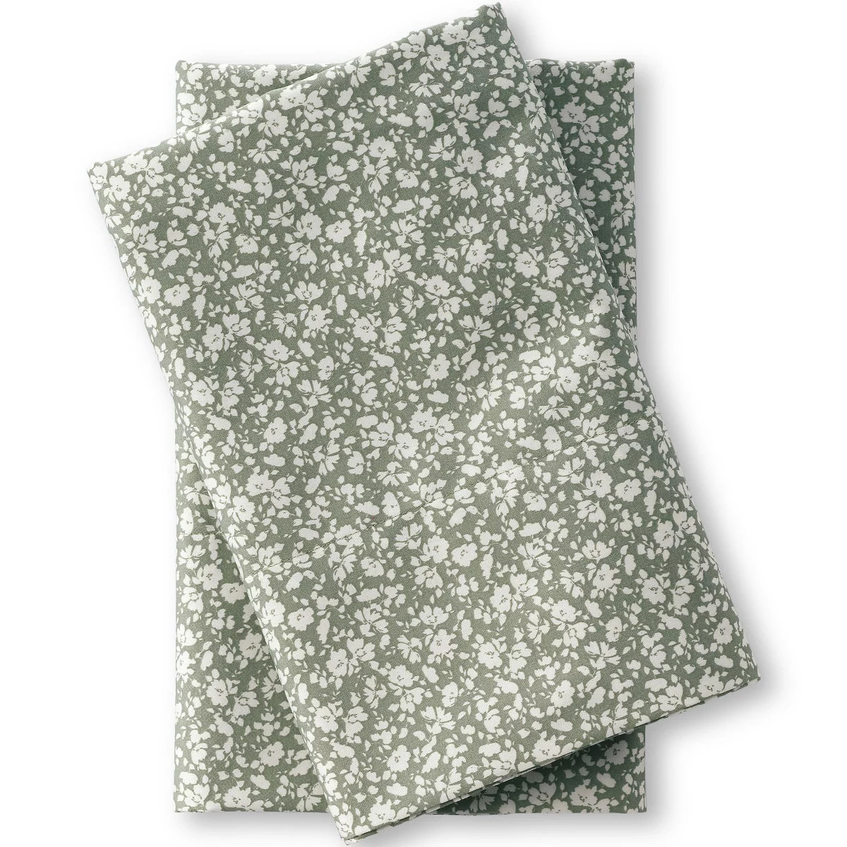 Lands' End Supima Cotton No Iron Sateen Printed Pillowcases - 400 Thread Count - King - Sage Blos... | Target