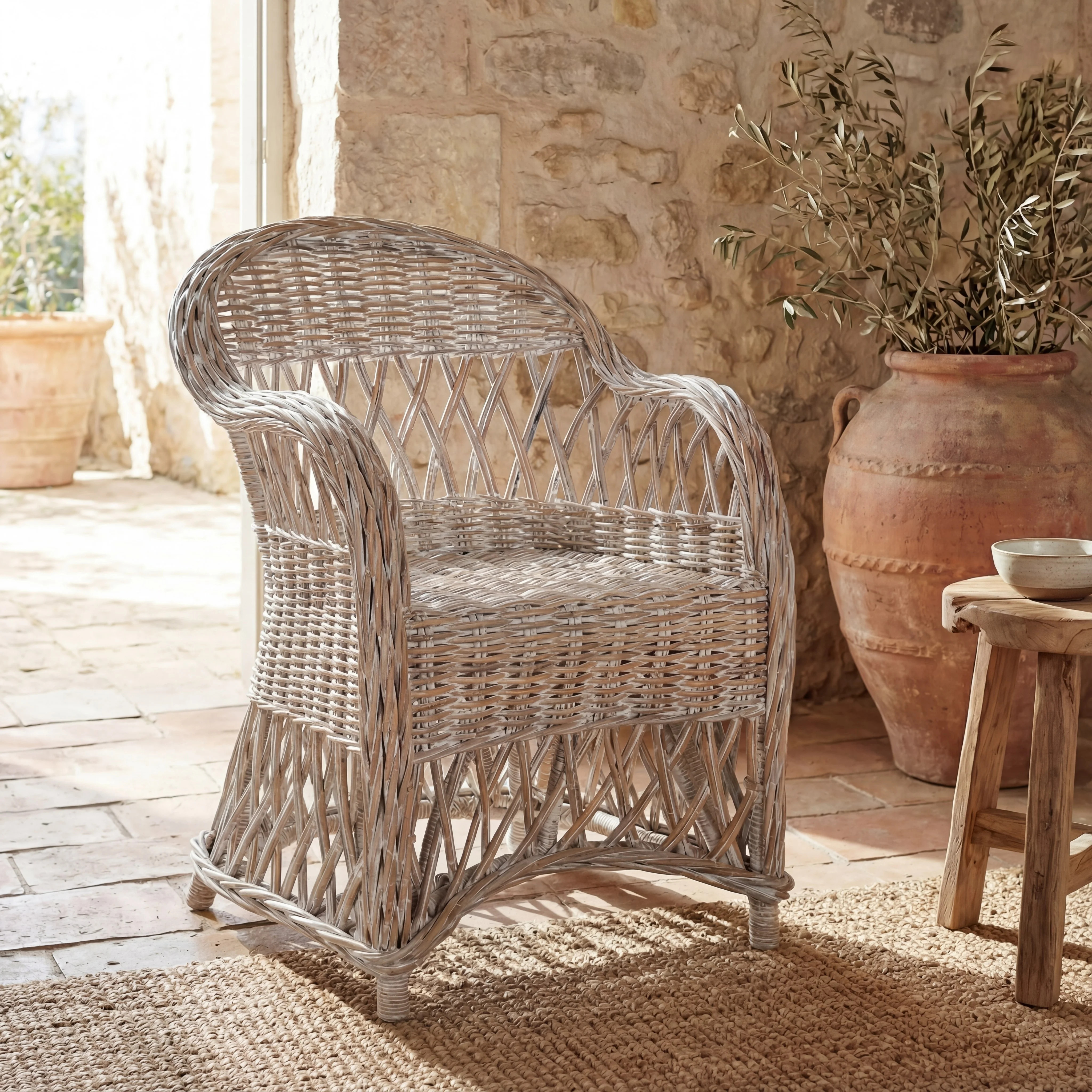 Inez Wicker Club Chair-Color:White Washed - Walmart.com | Walmart (US)