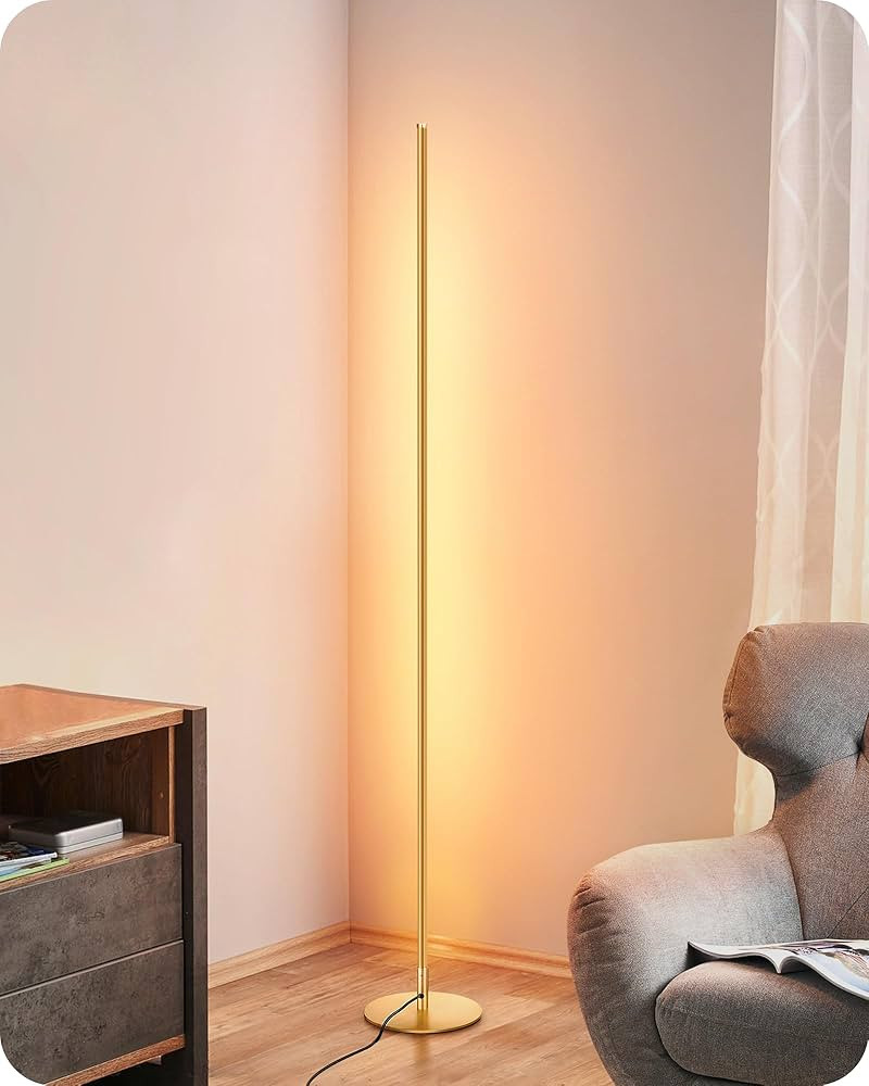 EDISHINE LED Corner Floor Lamp, Minimalist Dimmable Light with Remote, Standing LED 57.5 Inches T... | Amazon (US)
