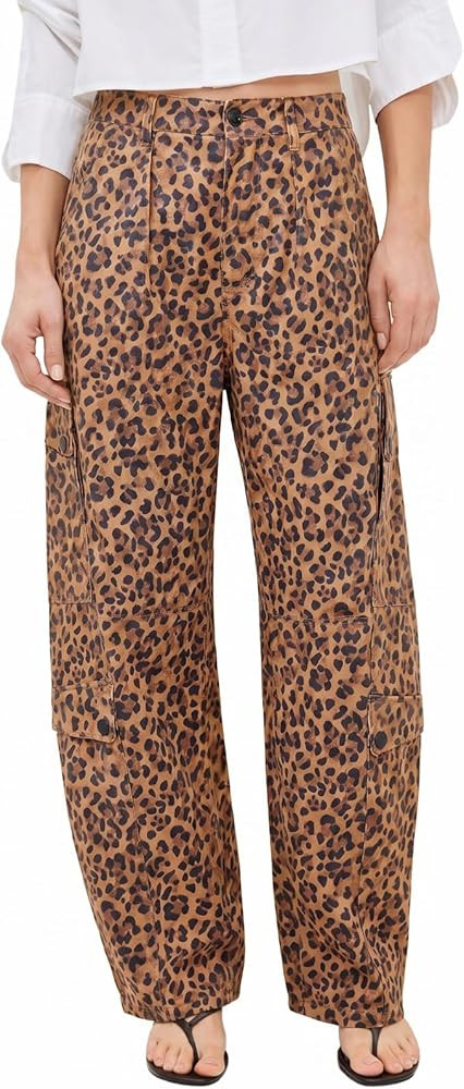 Aoysky High Waisted Barrel Pants for Women Casual Wide Leg Baggy Cargo Pants 100% Cotton Utility ... | Amazon (US)