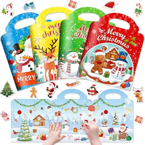4 Sets Christmas Reusable Sticker Books for Toddlers 1-3, Arts Crafts for Toddler 3-5, Activity B... | Amazon (US)