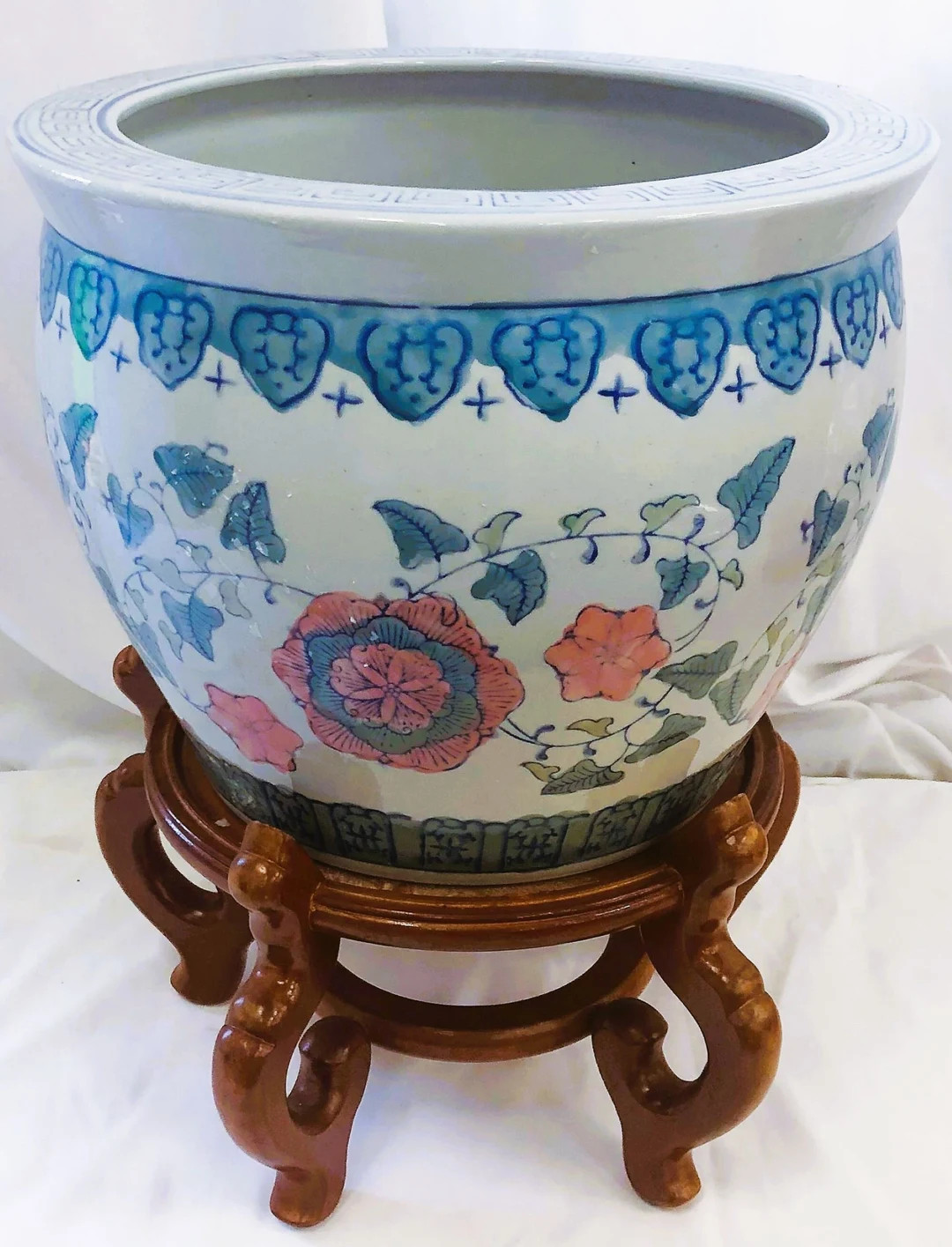 Chinoiserie Blue & White Planter With Stand | Etsy (US)