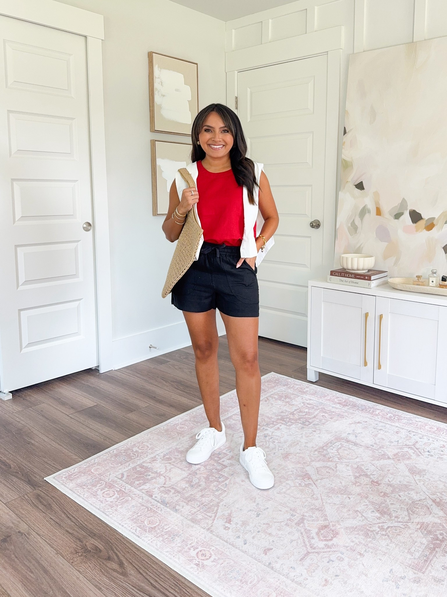 Europe & Summer Capsule Wardrobe
White linen top size xs TTS
Red linen top size xs TTS - roomy fit
Black linen shorts size xs TTS
White sneakers size 6 TTS




#LTKPetite #LTKStyleTip #LTKTravel
