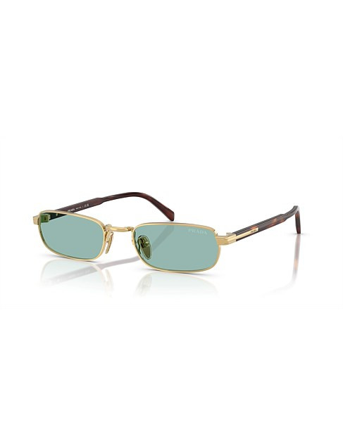 Rectangle GOLD PETROL GREEN Sunglasses | David Jones (Australia & New Zealand)