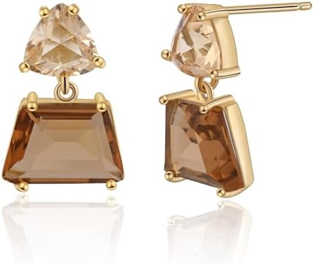 Hypoallergenic Brown Crystal Dangle Earrings for Women | Fashionable Amber Drops Ideal for Sensit... | Amazon (US)