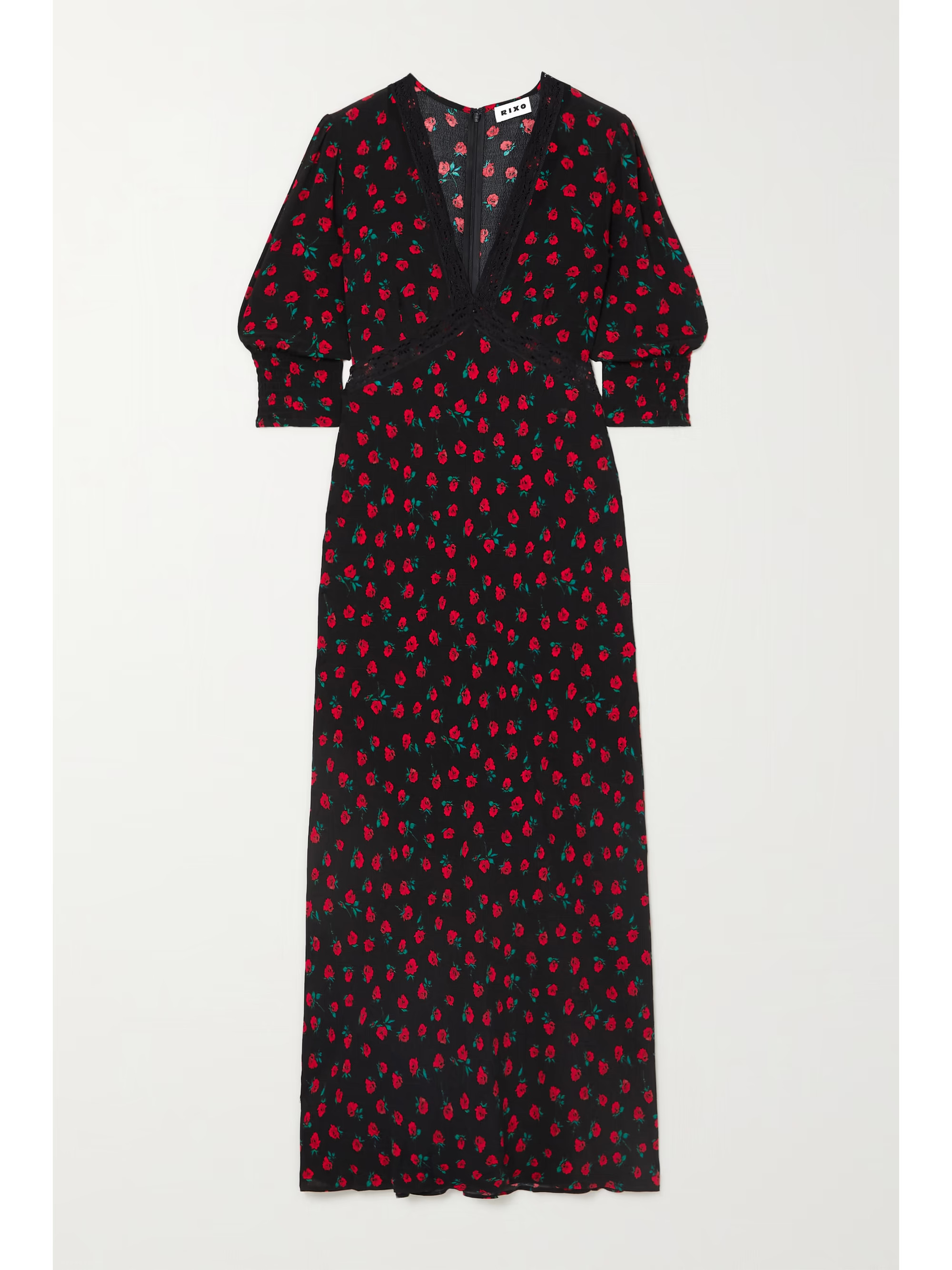 Gemma lace-trimmed floral-print crepe midi dress | NET-A-PORTER (US)