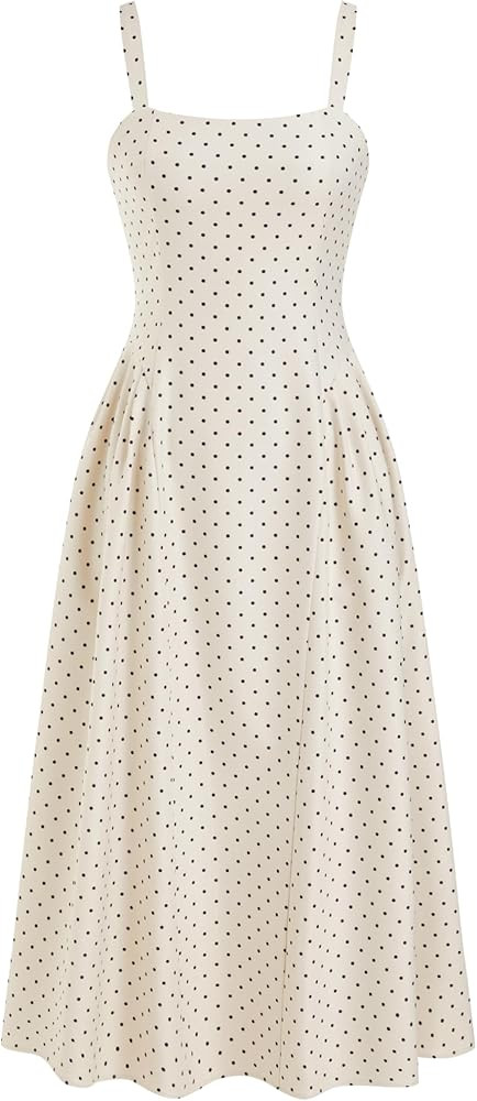 CIDER Womens Polka Dots Summer Casual Dresses Square Neck Sleeveless Midi A Line Elegant Dress | Amazon (US)