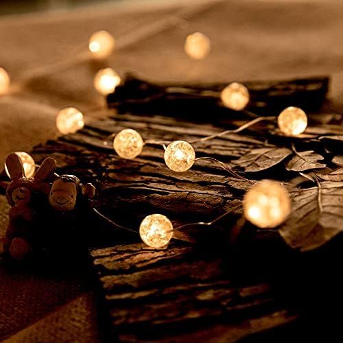 Globe String Lights for Bedroom, Decorative Lights, Christmas Lights, HuTools Crystal Crackle Bal... | Amazon (US)