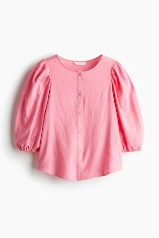 H & M - Linen-Blend Blouse - Pink | H&M (US + CA)