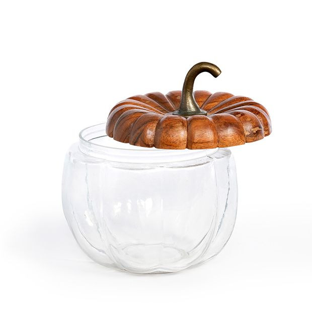 Lidded Glass Pumpkin Canister | Antique Farm House