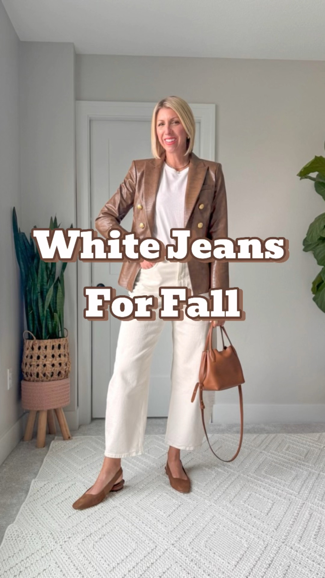 Off white jeans that are perfect for now and later this fall!! I LOVE the relaxed fit of these & how they can effortlessly be dressed up for work or date night! I recommend going up a size in these for the most flattering, relaxed fit

#LTKOver40 #LTKStyleTip #LTKVideo